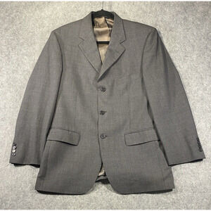 Brooks Brothers Sports Jacket Mens 40R Grey Chambray 100% Wool Stretch Vintage